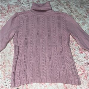 White Stag Mauve Cable Knit Turtleneck Sweater